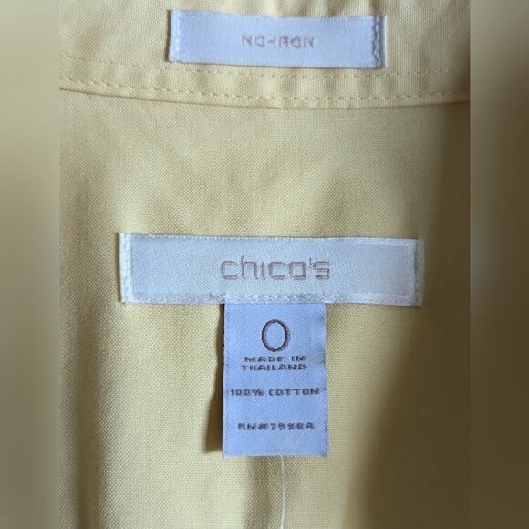 Chico's Butter Yellow No Iron Fitted Business Casual Preppy Button Down Blouse - Picture 3 of 3